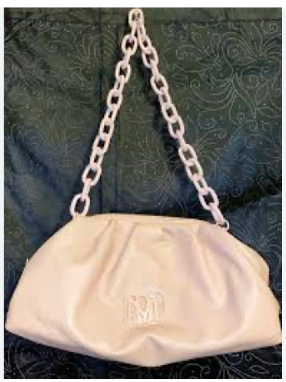 Badgley Mischka leather clutch-Chain-Handle Shoulder Bag Beige/Blush NWT - Picture 2 of 7